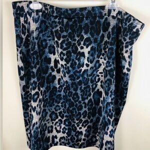 Stunning!SimontonSays•XL•Blue Leopard•Animal Print•Skirt•Pull On Metallic Thread